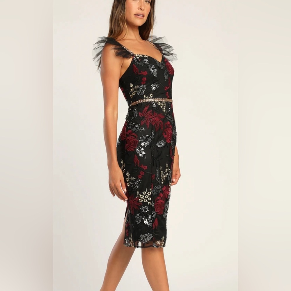 Lulus Showstopper Black Sequin Dress Size M